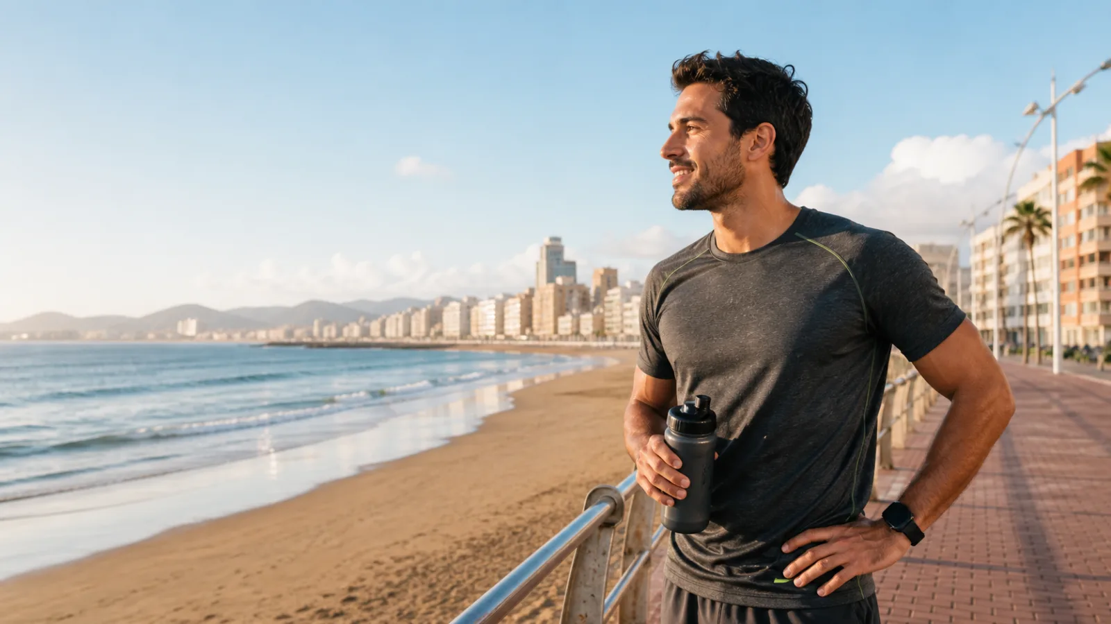 Entrenamiento personal online junto a la playa de Las Canteras en Gran Canaria